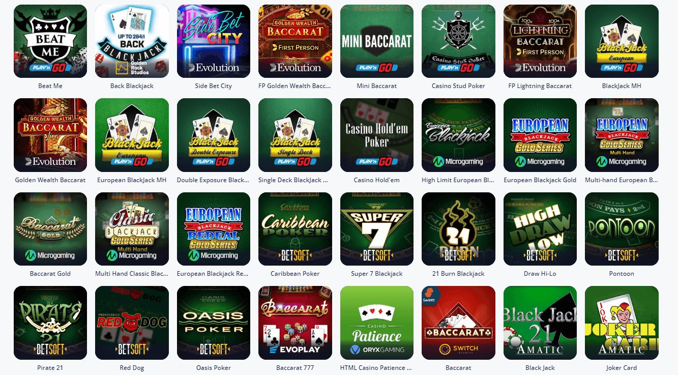 Vulkan Vegas card games online