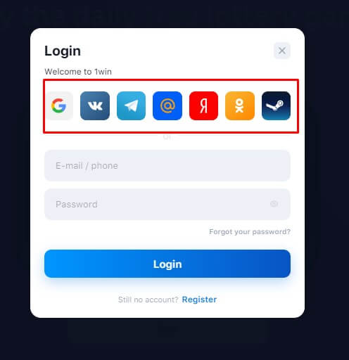 Вход в 1 Win через соцсети